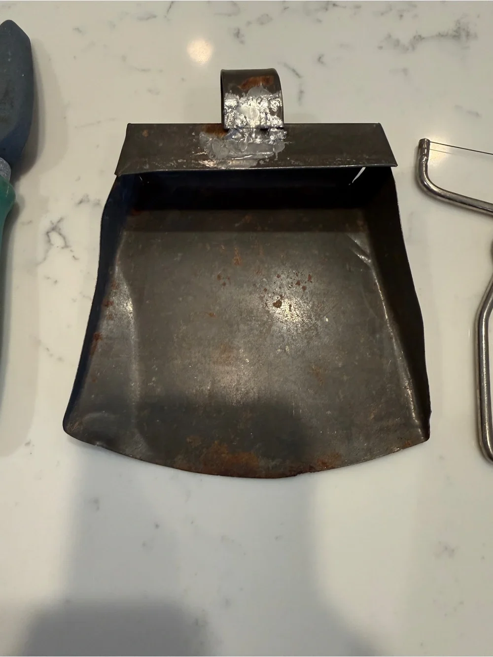 Kitchen Primitive Tools Metal Pan, Churn Paddle, Cheese Plane, Jar Opener